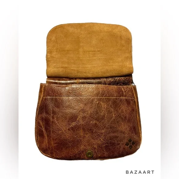 Vintage Patricia Nash Saddle Bag Flap Brown Leather Cross Body Purse Bag - Picture 5 of 7